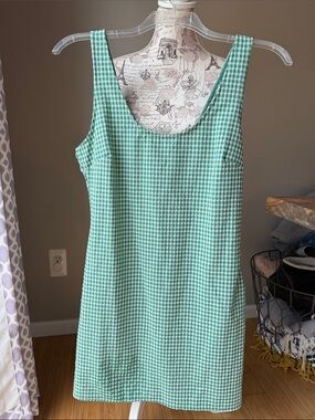 Urban Outfitters Green Gingham Tank Mini Dress - Green Check